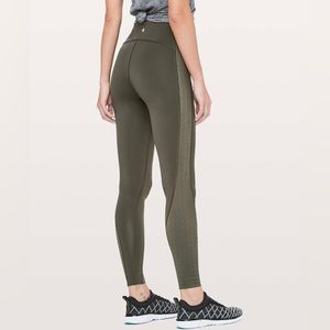 Lululemon Strength & Sweat Tight *28" Dark Olive Leggings Lazer Cut Nulux